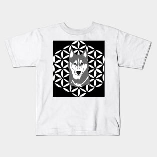 Husky flower of life Kids T-Shirt